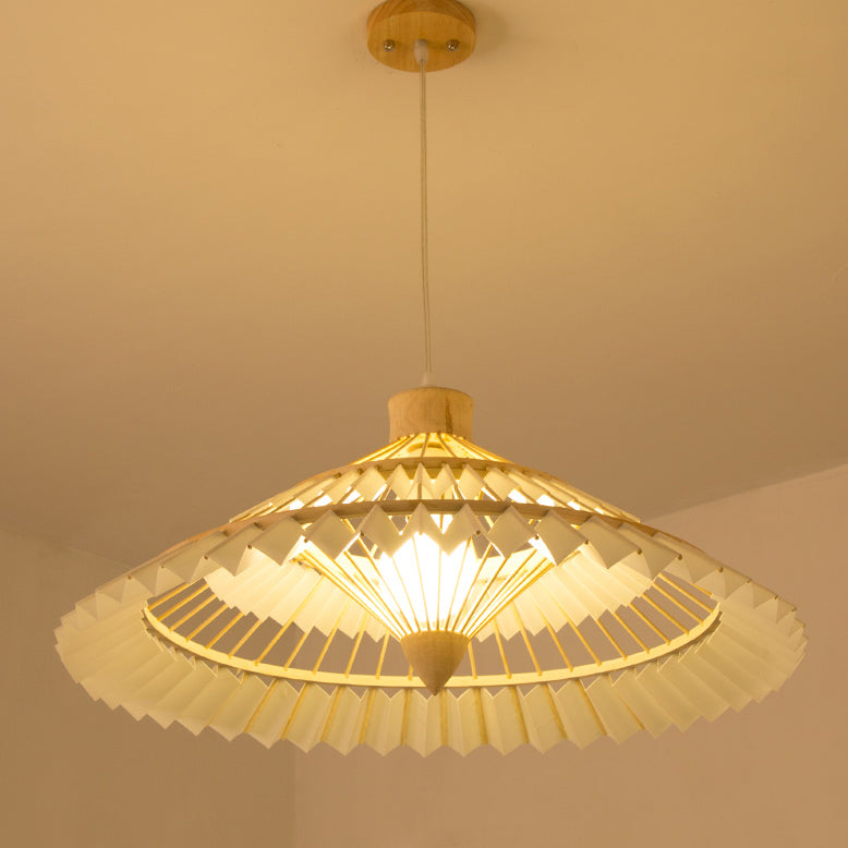 Japanese Dome Umbrella Bamboo Parchment Weaving Chandelier
