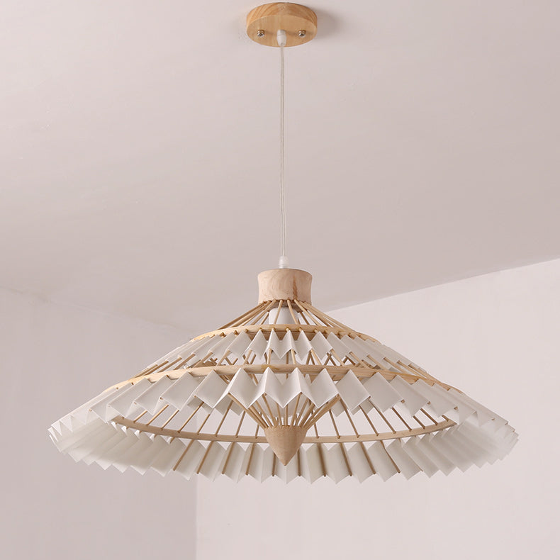 Japanese Dome Umbrella Bamboo Parchment Weaving Chandelier