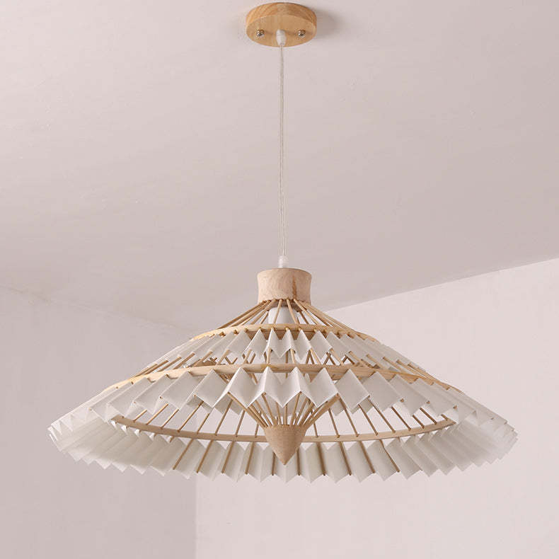 Japanese Dome Umbrella Bamboo Parchment Weaving Chandelier