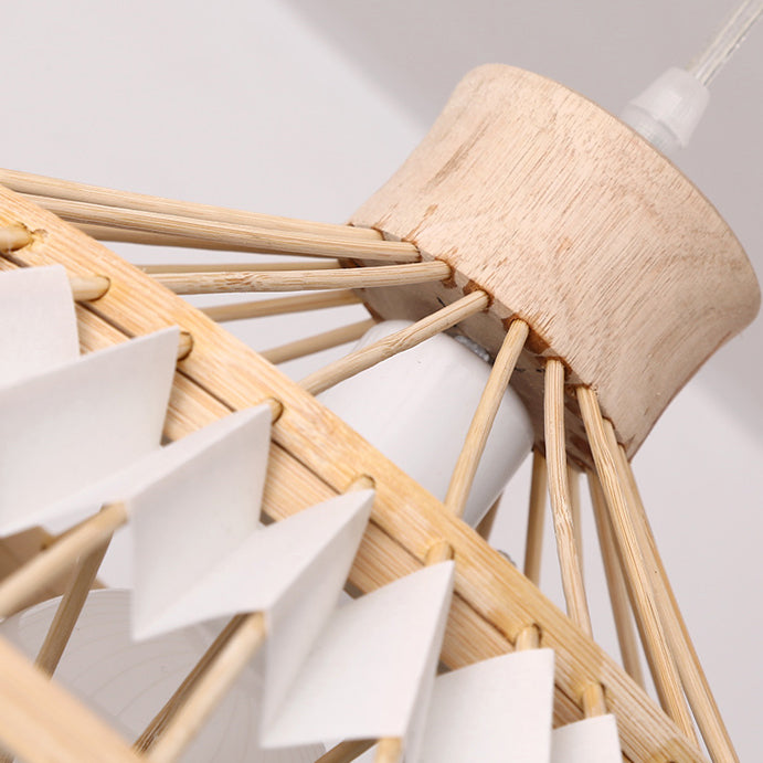Japanese Dome Umbrella Bamboo Parchment Weaving Chandelier — 110V-120V For US/CA