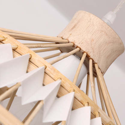 Japanese Dome Umbrella Bamboo Parchment Weaving Chandelier — 110V-120V For US/CA
