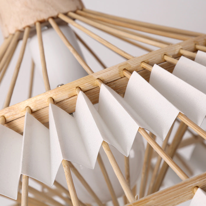 Japanese Dome Umbrella Bamboo Parchment Weaving Chandelier — 220V-240V For UK/AU