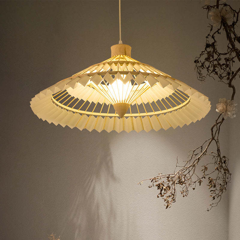 Japanese Dome Umbrella Bamboo Parchment Weaving Chandelier