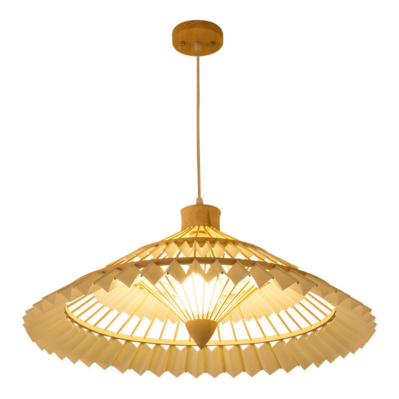 Japanese Dome Umbrella Bamboo Parchment Weaving Chandelier