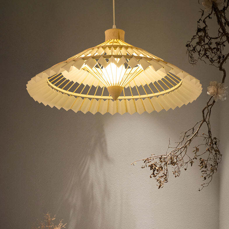 Japanese Dome Umbrella Bamboo Parchment Weaving Chandelier