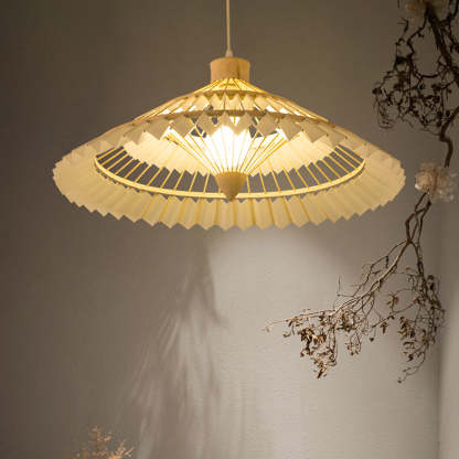 Japanese Dome Umbrella Bamboo Parchment Weaving Chandelier