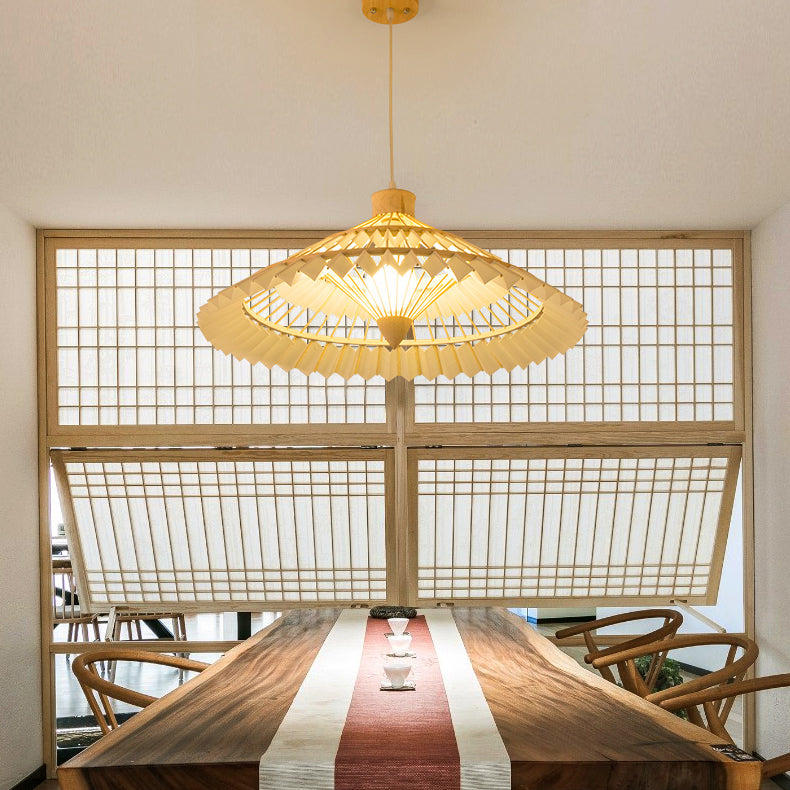 Japanese Dome Umbrella Bamboo Parchment Weaving Chandelier