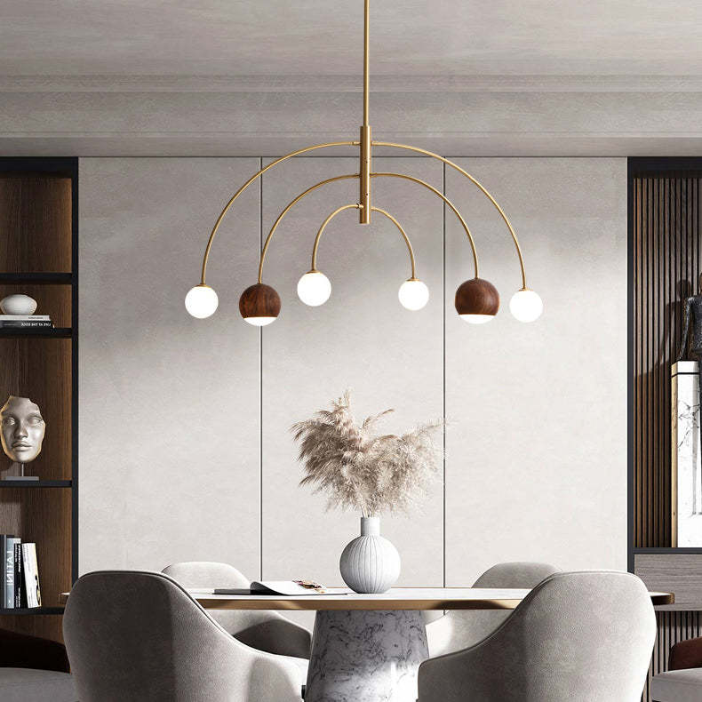 Scandinavian Semicircular Arc Orbs Chandelier