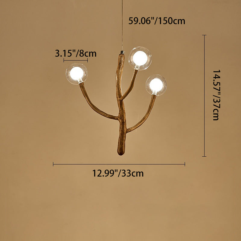 Japanese Dome Tree Branch Polymer Glass Chandelier — 6 / 220V-240V For UK/AU