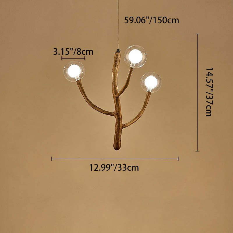 Japanese Dome Tree Branch Polymer Glass Chandelier — 6 / 220V-240V For UK/AU