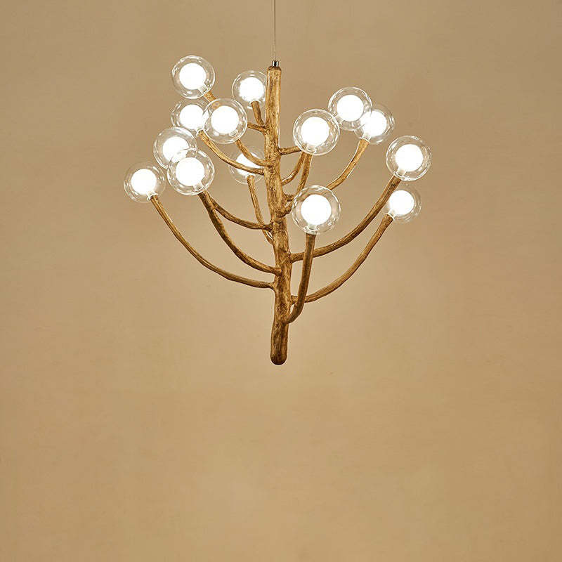 Japanese Dome Tree Branch Polymer Glass Chandelier