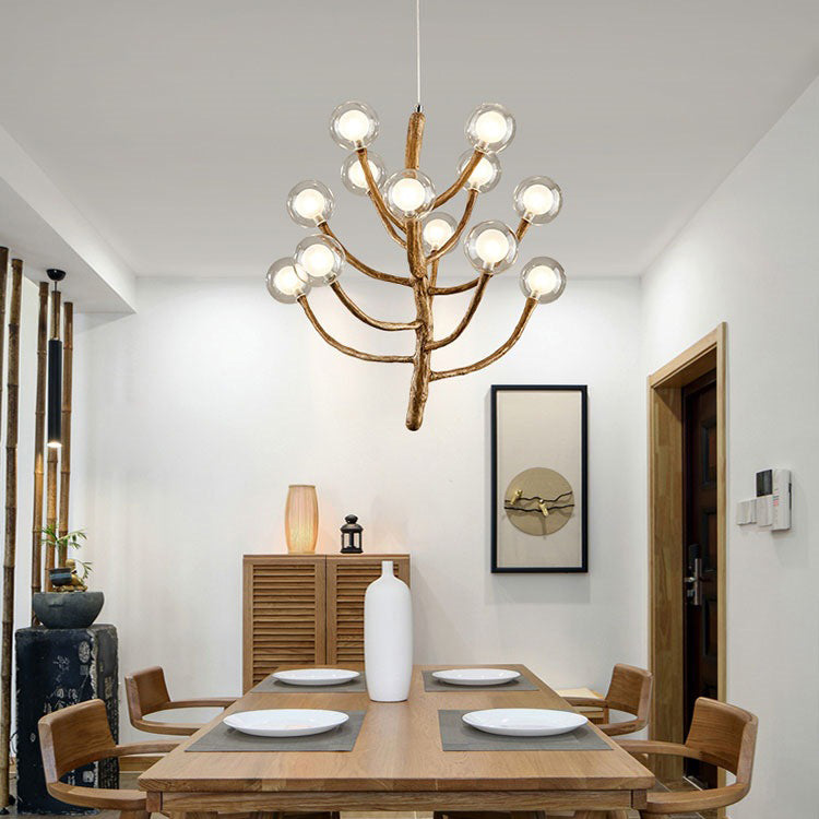 Japanese Dome Tree Branch Polymer Glass Chandelier — 3 / 110V-120V For US/CA