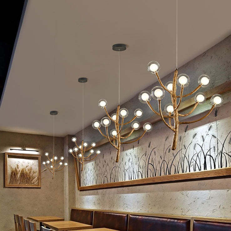 Japanese Dome Tree Branch Polymer Glass Chandelier