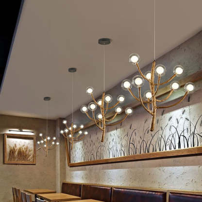 Japanese Dome Tree Branch Polymer Glass Chandelier
