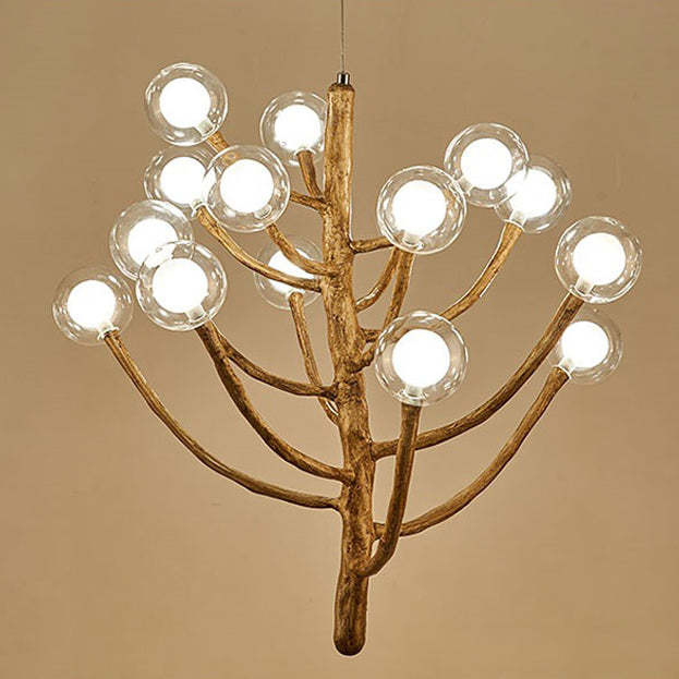 Japanese Dome Tree Branch Polymer Glass Chandelier