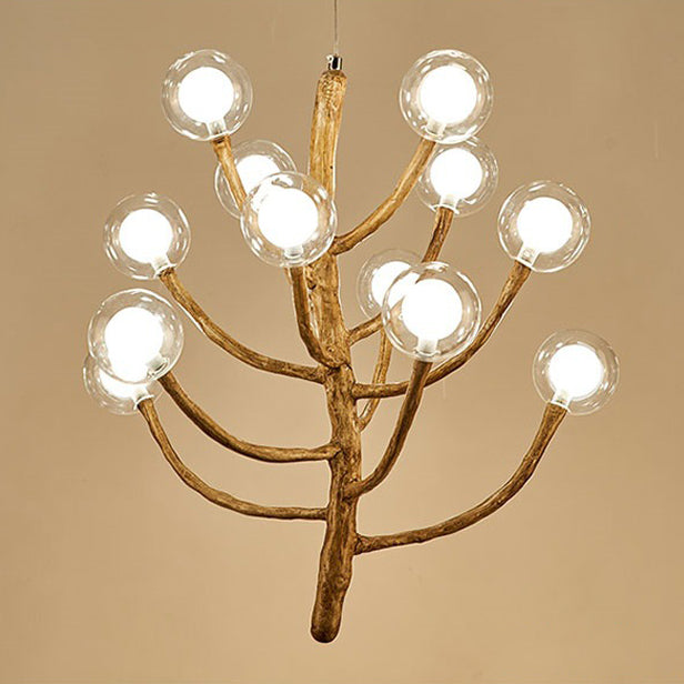 Japanese Dome Tree Branch Polymer Glass Chandelier