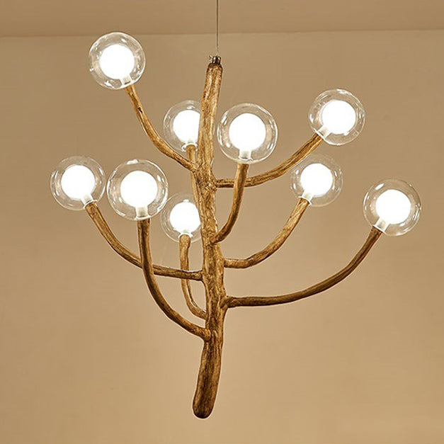 Japanese Dome Tree Branch Polymer Glass Chandelier