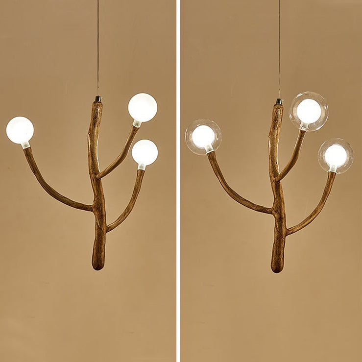 Japanese Dome Tree Branch Polymer Glass Chandelier