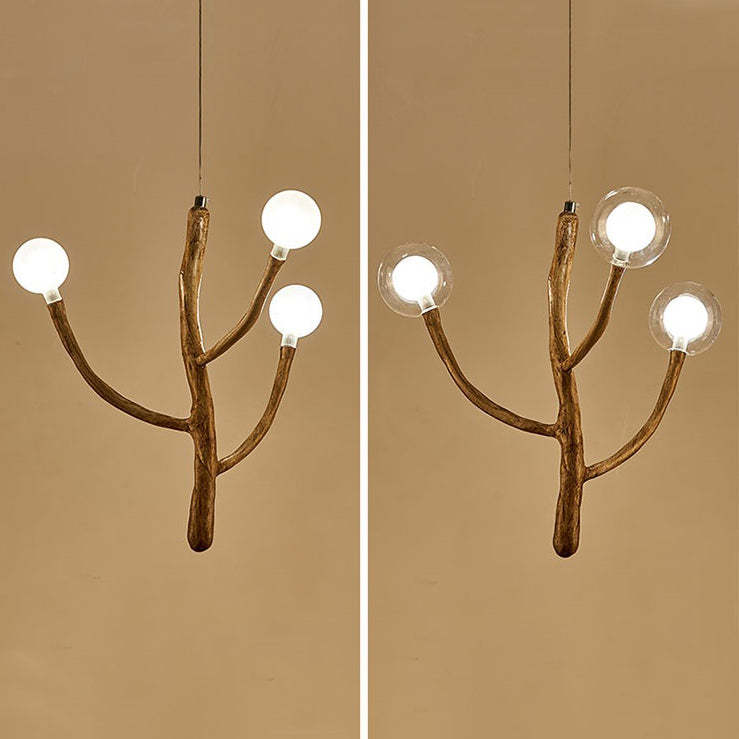 Japanese Dome Tree Branch Polymer Glass Chandelier