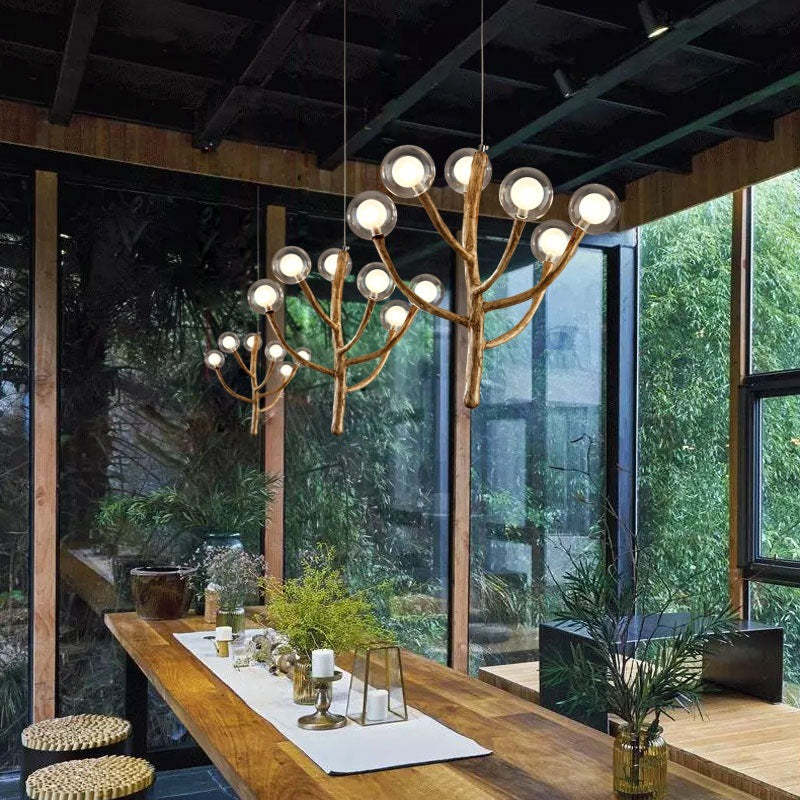 Japanese Dome Tree Branch Polymer Glass Chandelier — 3 / 220V-240V For UK/AU