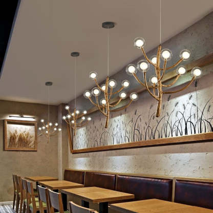 Japanese Dome Tree Branch Polymer Glass Chandelier