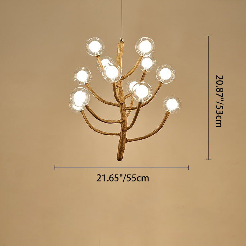 Japanese Dome Tree Branch Polymer Glass Chandelier — 12 / 110V-120V For US/CA