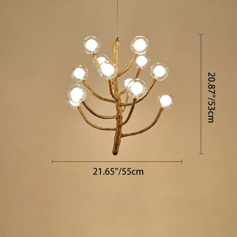 Japanese Dome Tree Branch Polymer Glass Chandelier — 12 / 110V-120V For US/CA