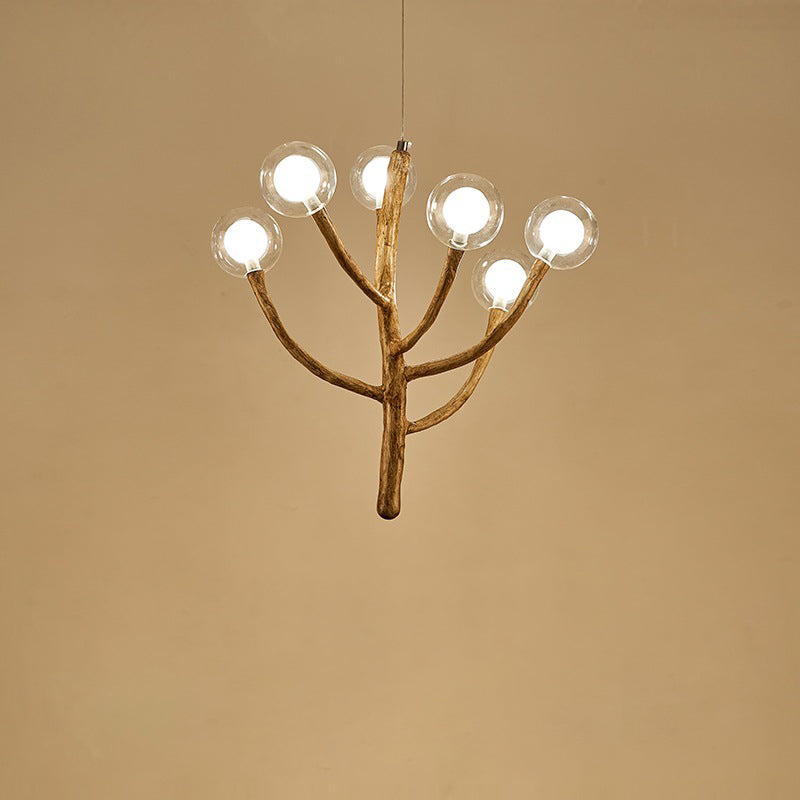 Japanese Dome Tree Branch Polymer Glass Chandelier