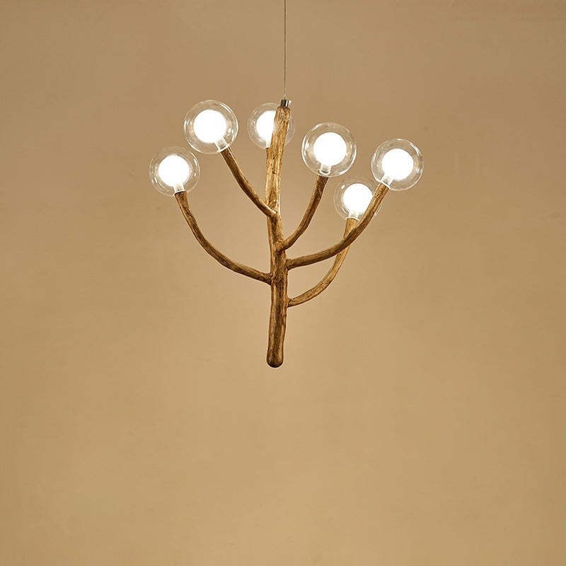 Japanese Dome Tree Branch Polymer Glass Chandelier