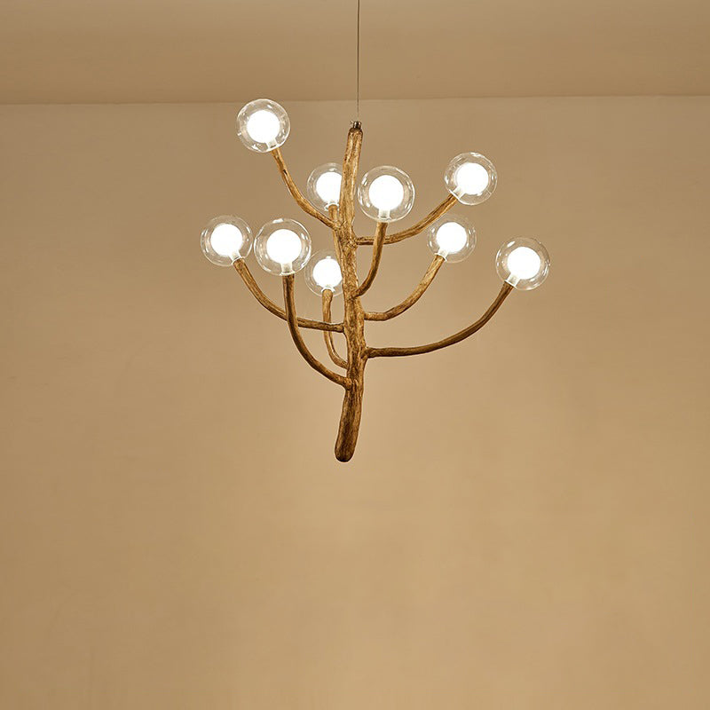 Japanese Dome Tree Branch Polymer Glass Chandelier