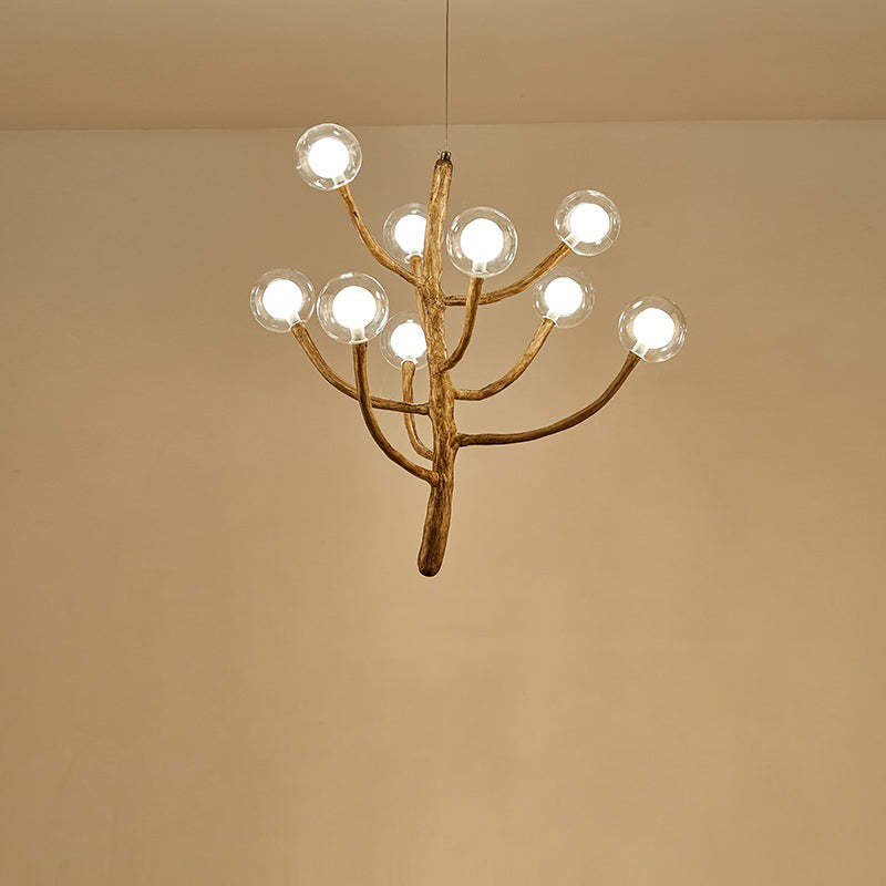 Japanese Dome Tree Branch Polymer Glass Chandelier