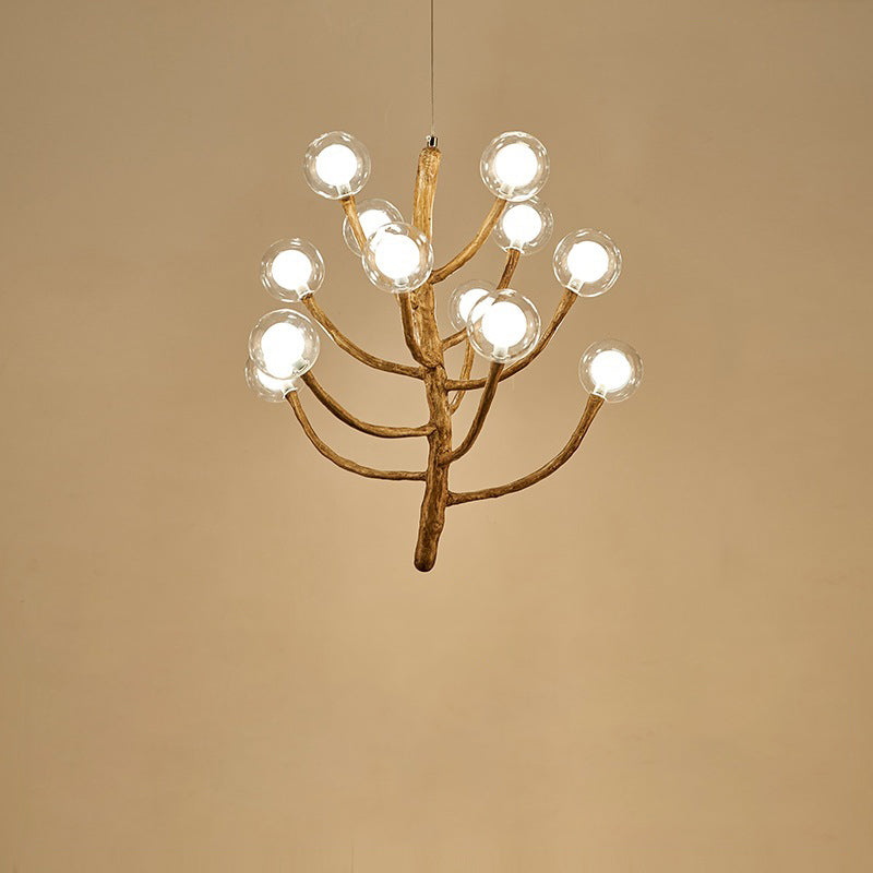 Japanese Dome Tree Branch Polymer Glass Chandelier