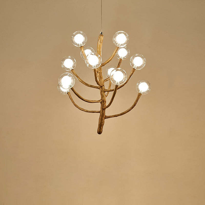 Japanese Dome Tree Branch Polymer Glass Chandelier