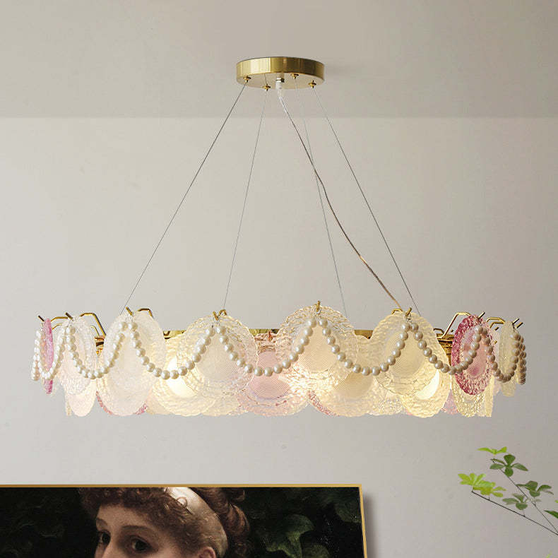 French Dome Pearl Iron Glass Chandelier — Without Pearls / 220V-240V For UK/AU
