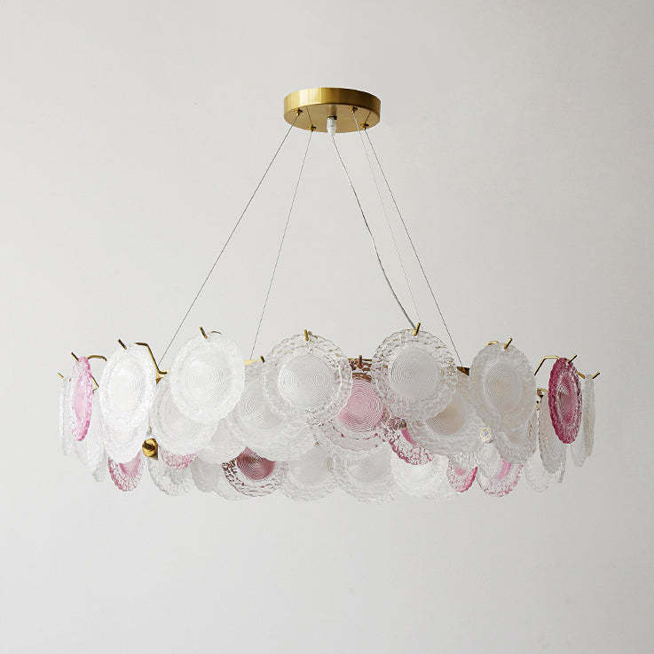 French Dome Pearl Iron Glass Chandelier