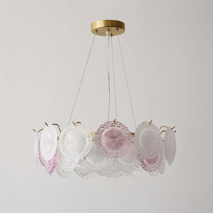 French Dome Pearl Iron Glass Chandelier