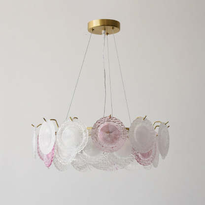 French Dome Pearl Iron Glass Chandelier