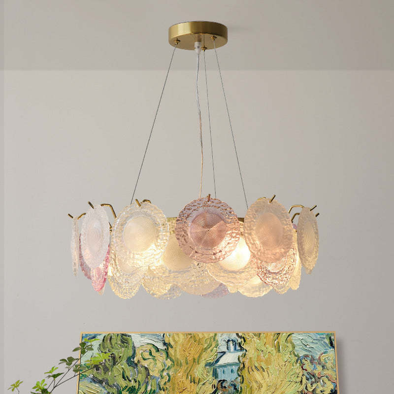 French Dome Pearl Iron Glass Chandelier — With Pearls / 110V-120V For US/CA