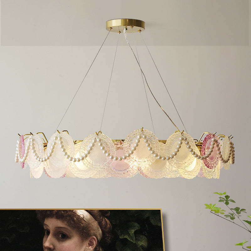French Dome Pearl Iron Glass Chandelier — Without Pearls / 110V-120V For US/CA