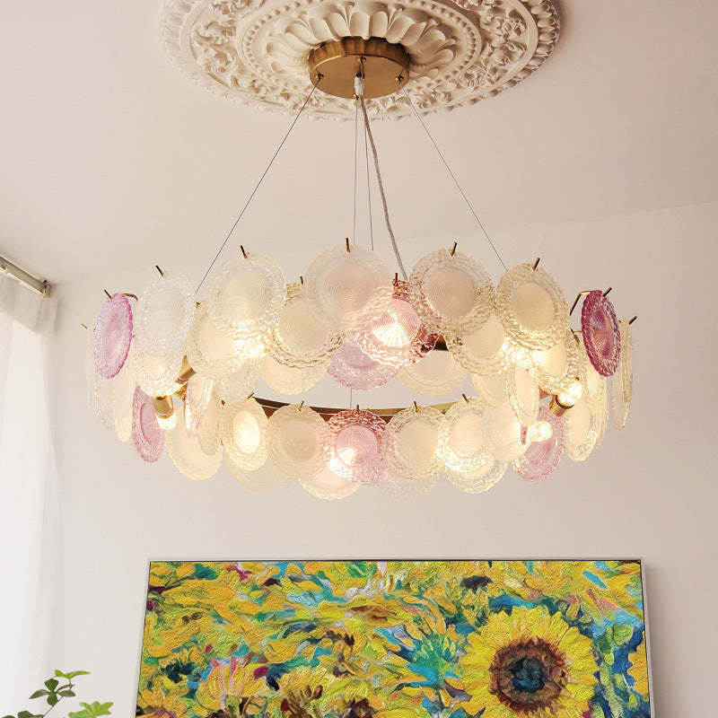 French Dome Pearl Iron Glass Chandelier — With Pearls / 220V-240V For UK/AU