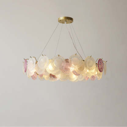 French Dome Pearl Iron Glass Chandelier