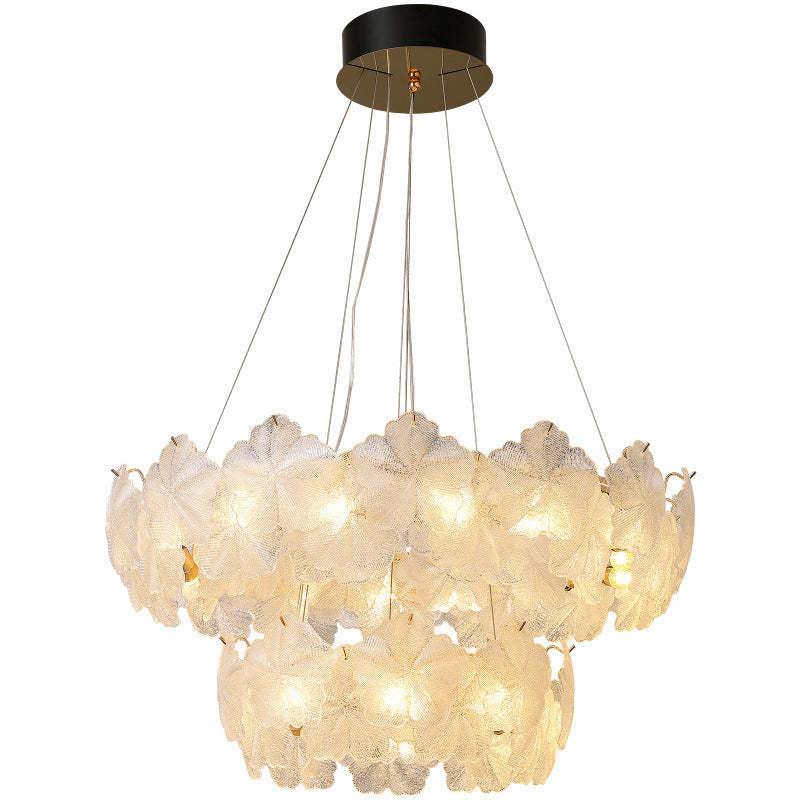 French Dome Snowflake Double Layer Iron Glass Chandelier