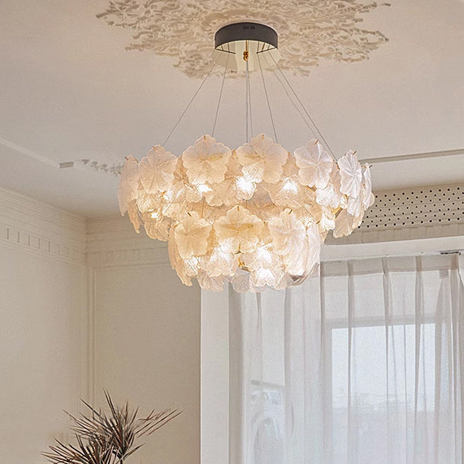 French Dome Snowflake Double Layer Iron Glass Chandelier — 220V-240V For UK/AU