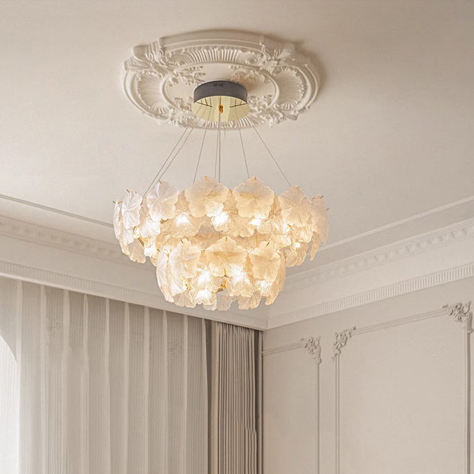 French Dome Snowflake Double Layer Iron Glass Chandelier