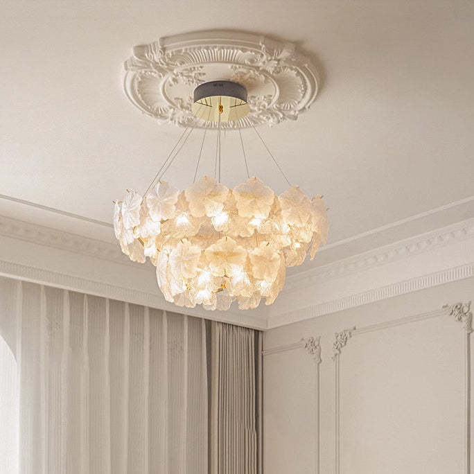 French Dome Snowflake Double Layer Iron Glass Chandelier — 110V-120V For US/CA