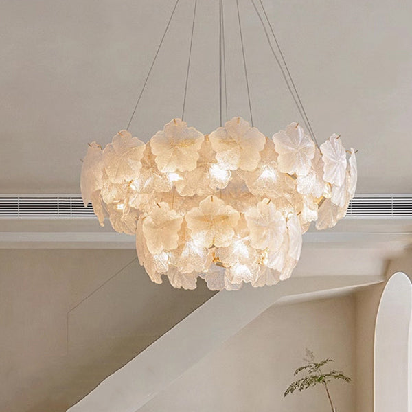 French Dome Snowflake Double Layer Iron Glass Chandelier