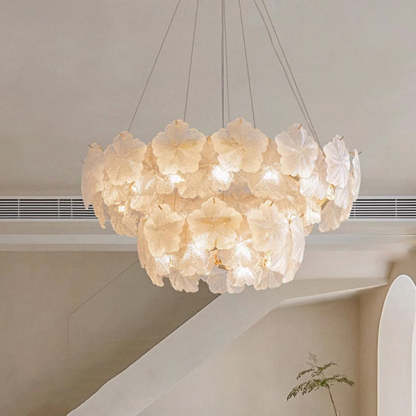 French Dome Snowflake Double Layer Iron Glass Chandelier