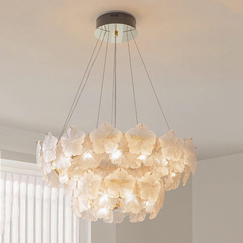 French Dome Snowflake Double Layer Iron Glass Chandelier