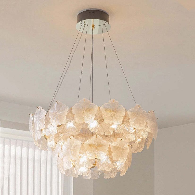 French Dome Snowflake Double Layer Iron Glass Chandelier