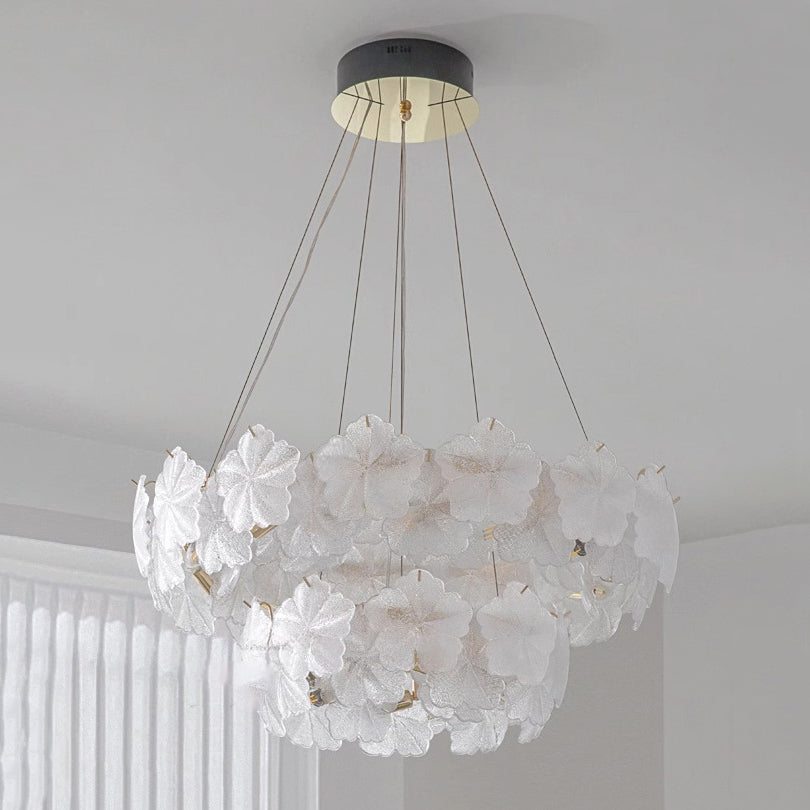 French Dome Snowflake Double Layer Iron Glass Chandelier